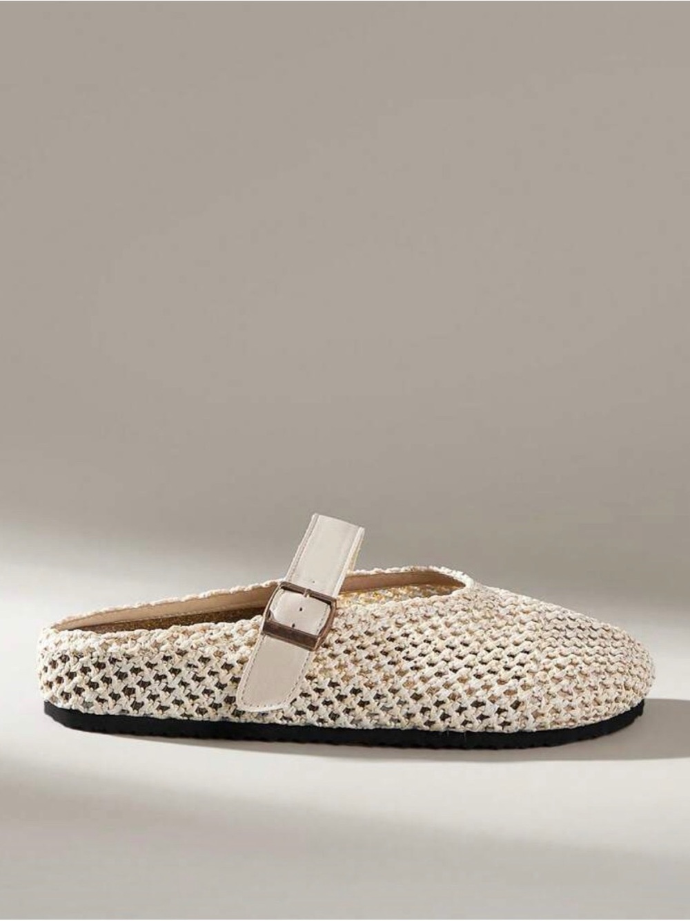 Woven Mary Jane Slip-On Shoes in Cream - Picture 3 of 7